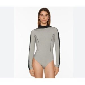 OYSHO Womens Swimsuit Bathing Suit Size S Gray Long Sleeve 2484/329 NWT